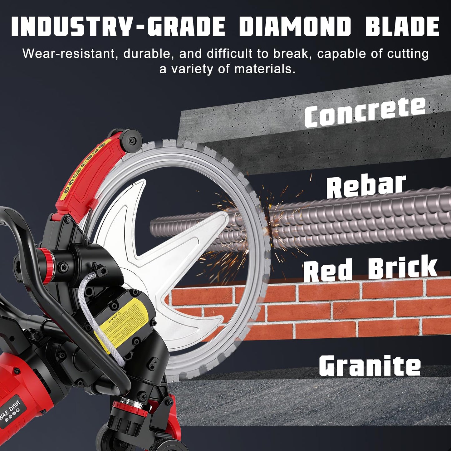 16" Concrete Ring Saw 8980W/110V Toroidal Electric ConcreteSaw Concrete Cutter Max Cutting Depth 11.4" With 2 Saw Blades & Wet Cutting System for Concrete, Bricks, Rebar and Marble (8980W)