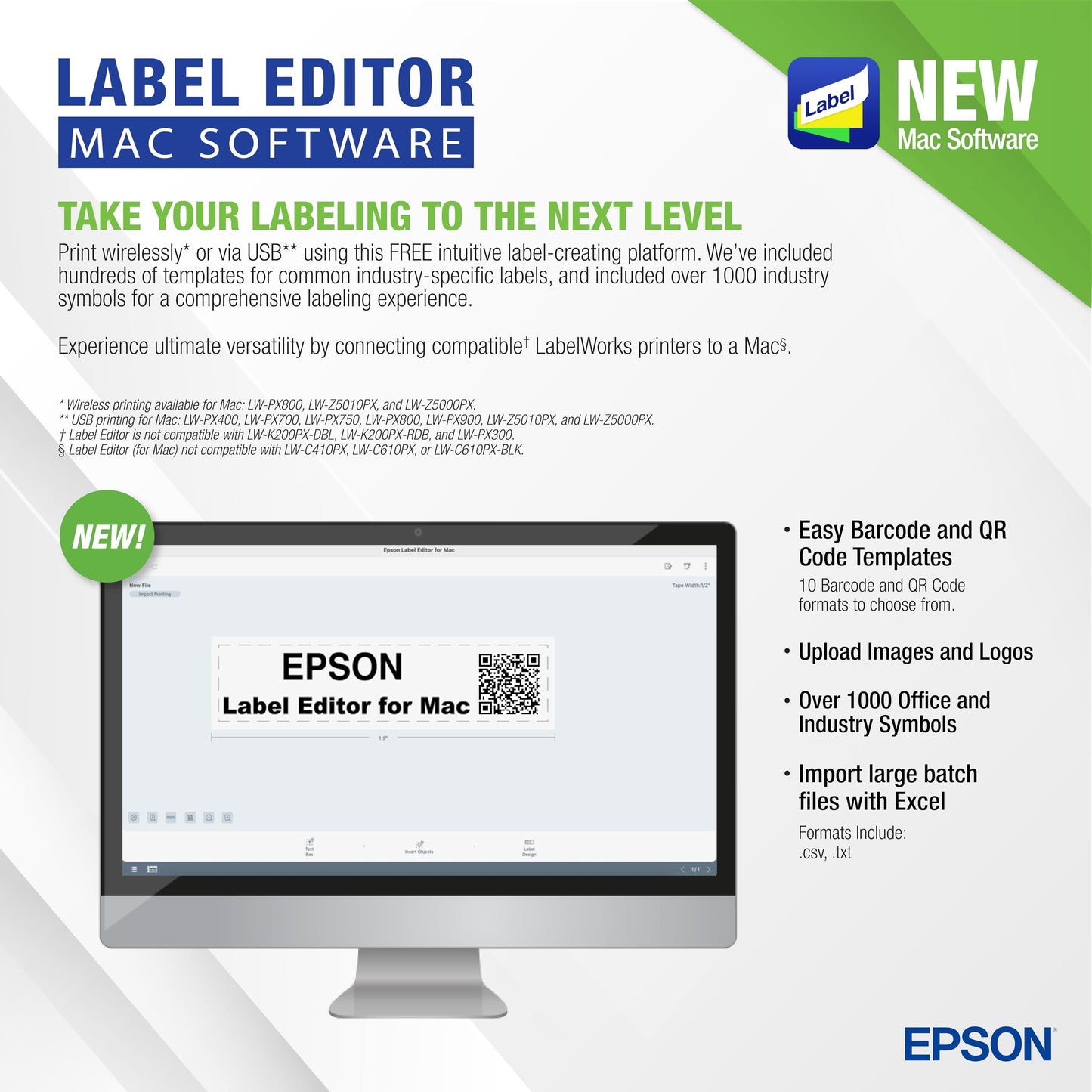 LABELWORKS Epson LW-Z5010PX-R Industrial Label Maker - Complete Printer Kit with Accessories and Automatic Bulk Tape Rewinder, PX 147' Bulk Label Rolls, Desktop Printer