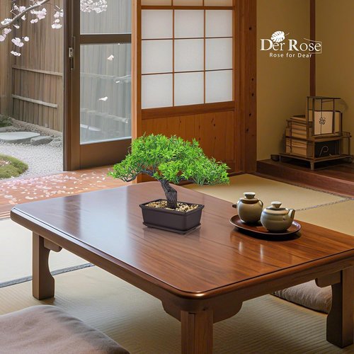 Der Rose 8-Inch Artificial Bonsai Tree | Ficus Plant for Home Office Zen Decor