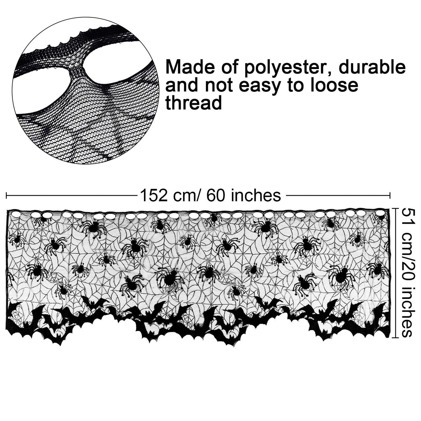 Boao Halloween Spider Web Lamp Shades, Black Lace Cover with Ribbons, Model Boao-Lace Lamp Cover-01