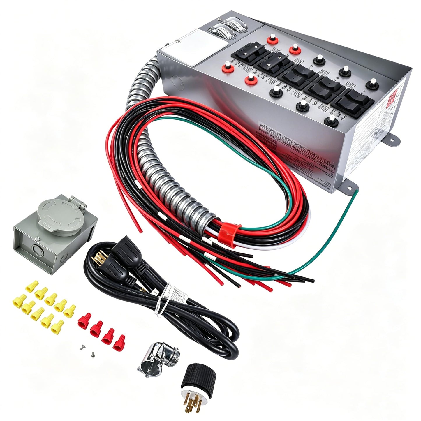 31410CRK Pro/Tran 10-Circuit 30 Amp Generator Transfer Switch Kit, 7500W Max, Powder-Coated Steel Cabinet, for Residential & Commercial Use, Gray