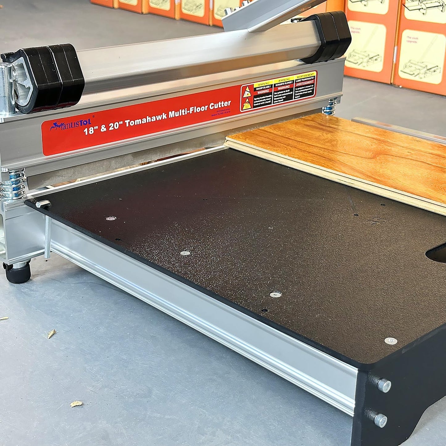 20" Pro Max laminate & Rigid core Vinyl Floor Cutter, Cuts up to 20" Wide and 11/16" (17mm) Thick; How About The Demo? Full cuts Engineered Hardwood; LVP/T, SPC, RVP, VCT, WPC, PVC; Super Powerful!
