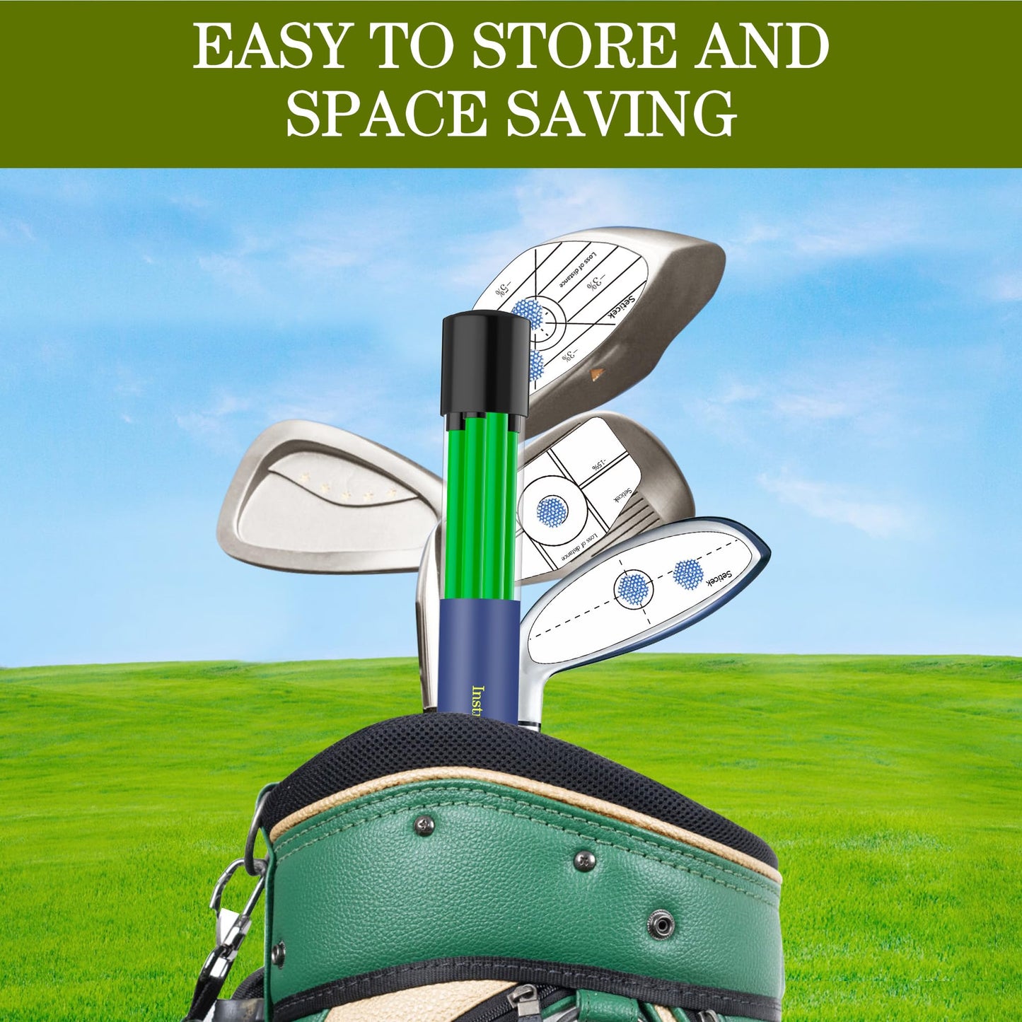 Seticek Golf Alignment Sticks 2 Pack,Upgraded 48" Collapsible Alignment Stick Golf Training Aid for Aiming, Putting, Swing Trainer, Golf Training Sticks with Clear Tube Case（Green）
