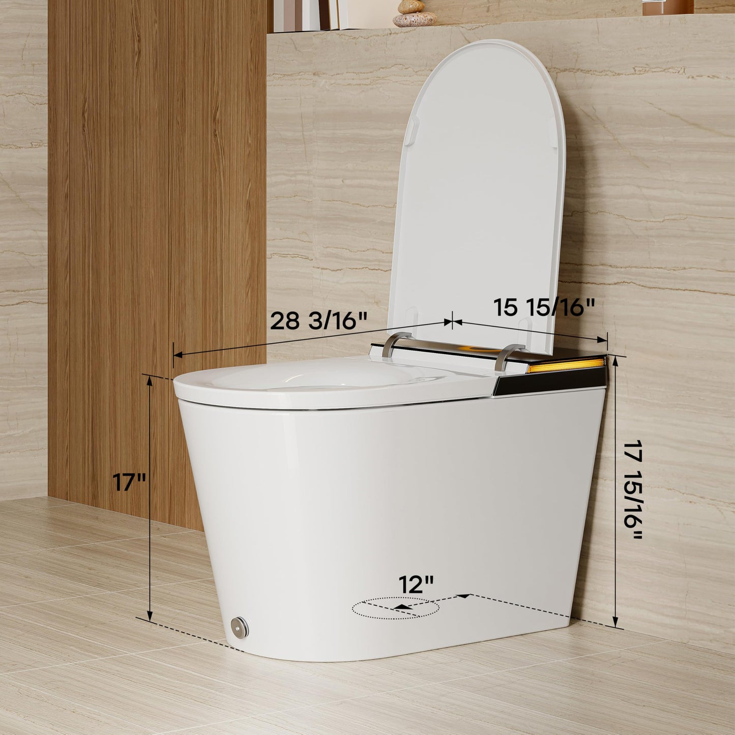 HOROW X70 Smart Toilet with Bidet Built In, Auto Open/Close, Auto Flush, Foam Shield, ADA Chair Height, Elongated Heated Seat, Instant Warm Water, Power-Off Flush