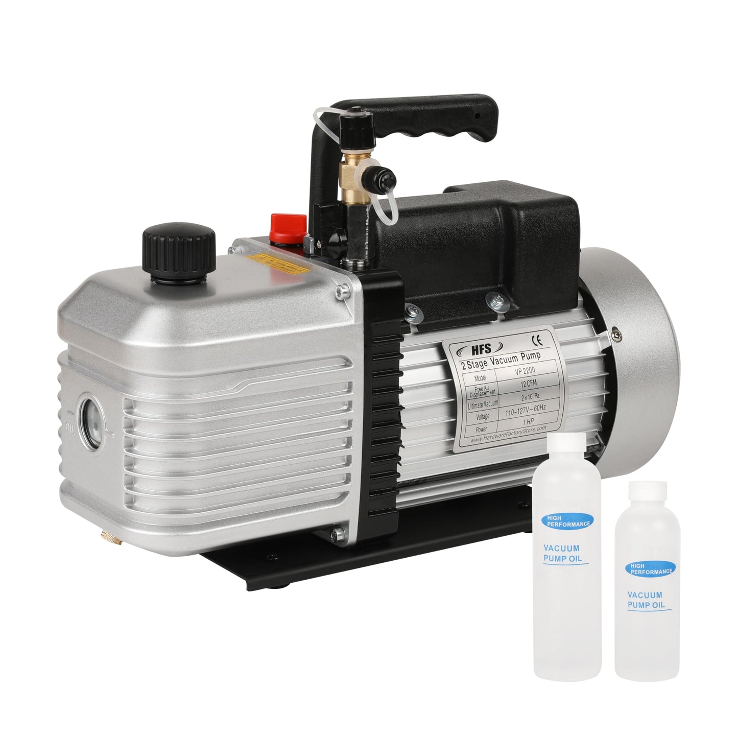 HFS(R) 2 Stage Rotary Vein Vacuum Pump - 12 CFM, 1HP, 110V, 1/4"-3/8" SAE Inlet Port