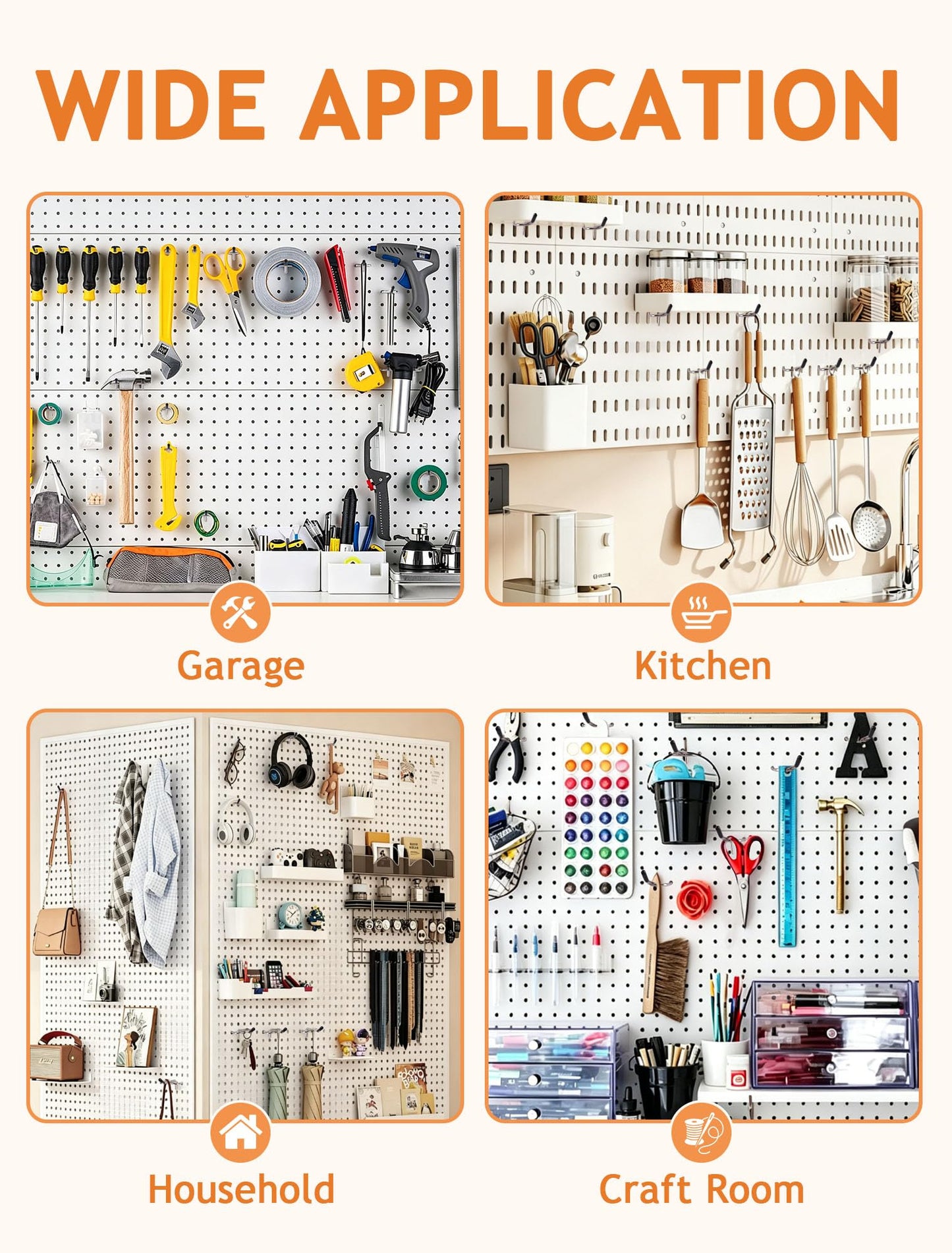 FEAOXYO 60 PCS 2 Inch Pegboard Hooks, Heavy Duty Peg Board Organizer Accessories, Tool Hangers Fit 1/4" Pegboard, Perfect for Garage Storage, Workshop, Craft Room and Wall Hanging Tool