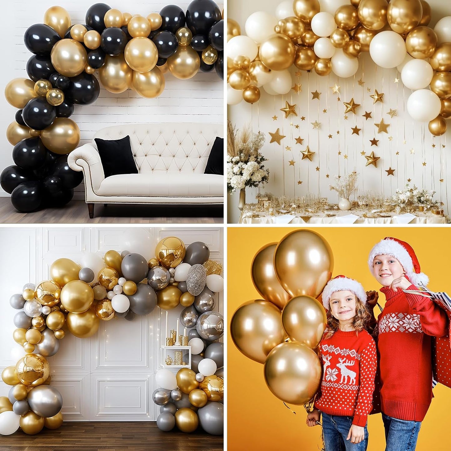 RUBFAC Gold Balloons - 135pcs in Various Sizes for Stunning Garland & Arch Decorations | Birthday & Wedding