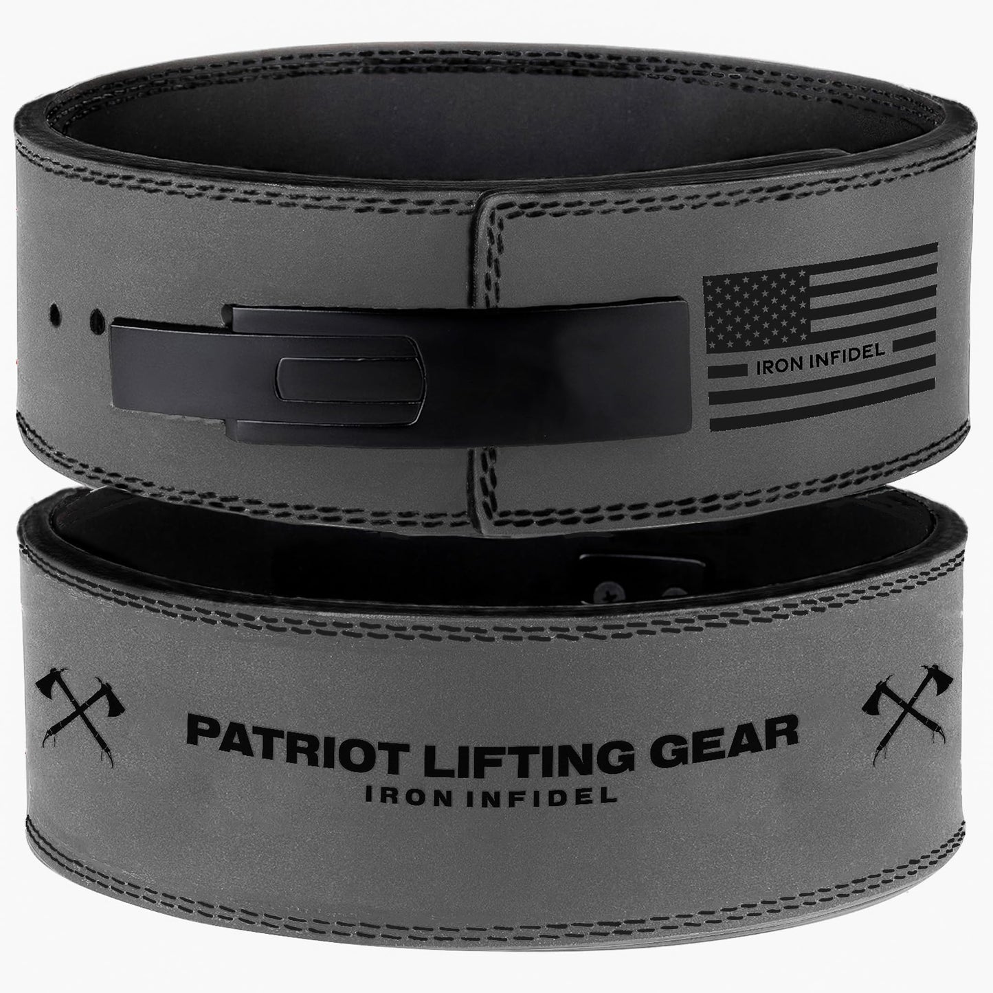 Weight Lifting Belt - Lever Gym Belt for Weightlifting, 10mm Leather Weight Belt for Men, 4 Inches Wide for Support & Stability for Workouts, Powerlifting, Bodybuilding, Fitness & Crossfit M PLG GRY