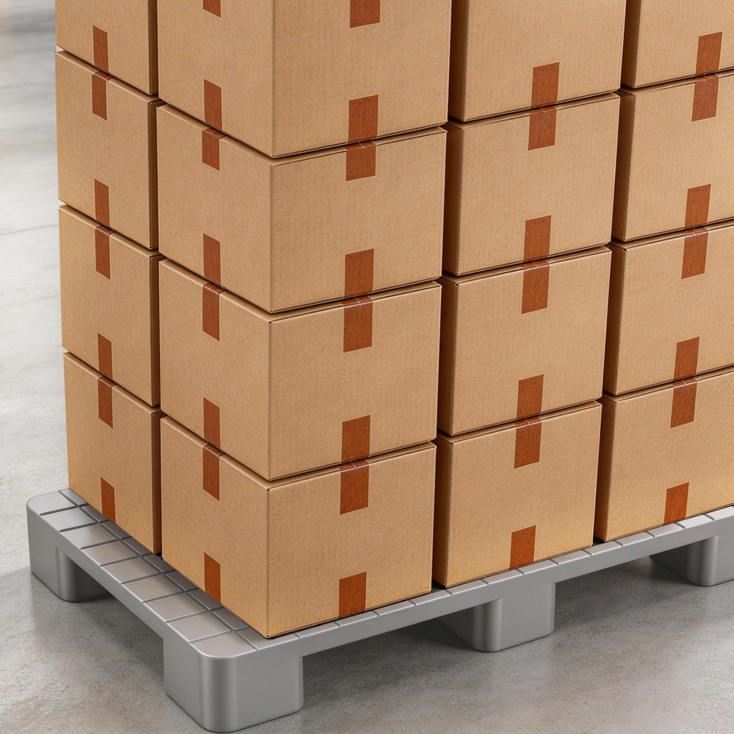 2 Pcs Plastic Storage Pallets, 40"L x 20"W x 5.5"H Stackable Lightweight Floor Pallets, 2000Lbs Capacity Plastic Pallets for Basement Storage, Logistics and Warehousing, Gray