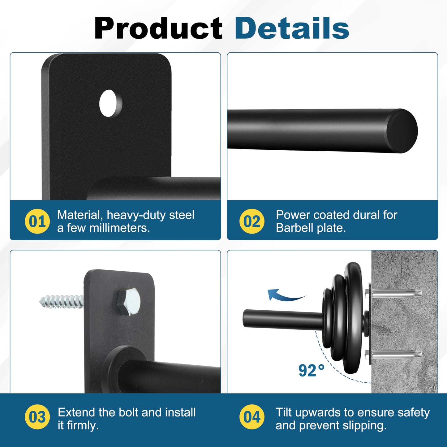 EVERYMATE Weight Plate Rack, Wall Mount Weight Plate Holder for Bumper Plates, Max Weight Capacity 330 lb, Home Gym Organizer