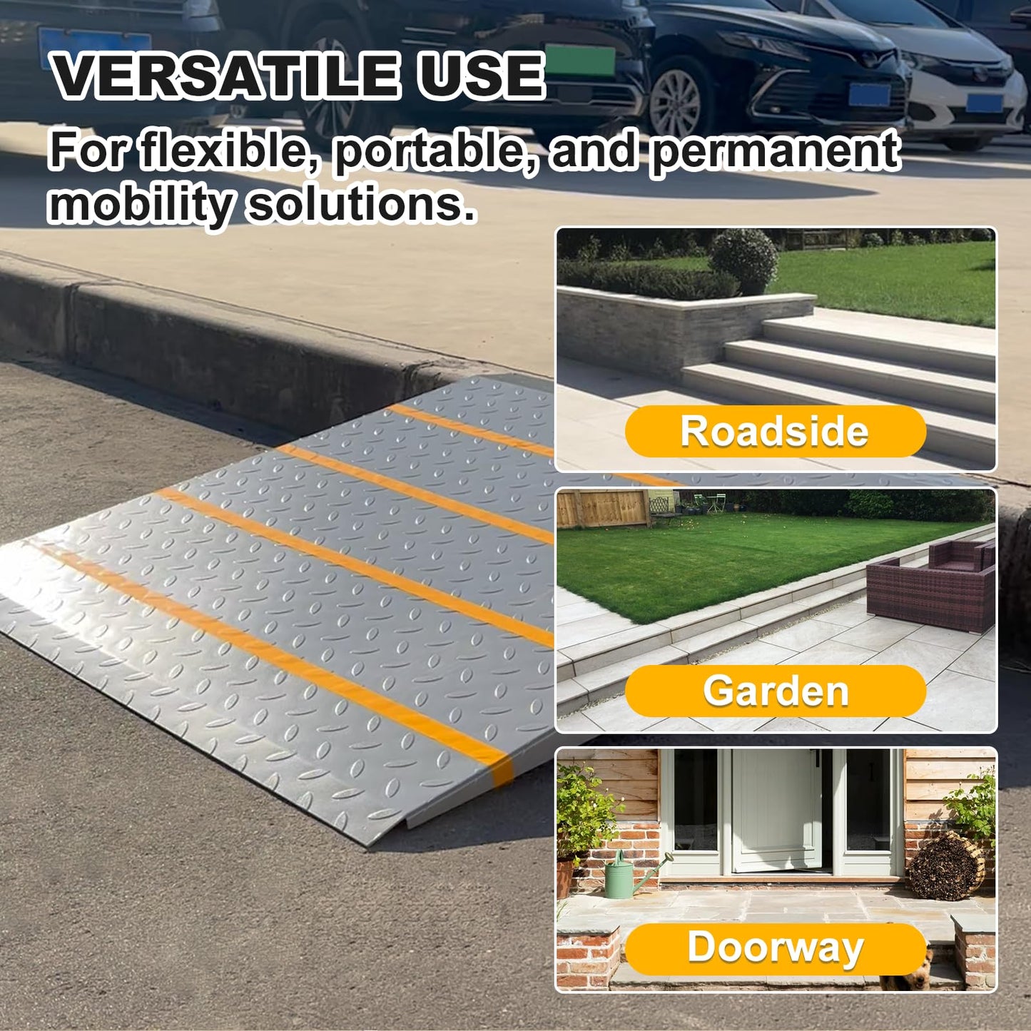 Shed Ramps, 27.6" x 37.4" Threshold Ramps for Doorways Home Steps, 800 Lbs Capacity Anti-Slip Portable Ramps for Garages, Barns, Metal Motorcycle Ramp for Wheelchairs, ATV, Lawnmower, Golf Cart
