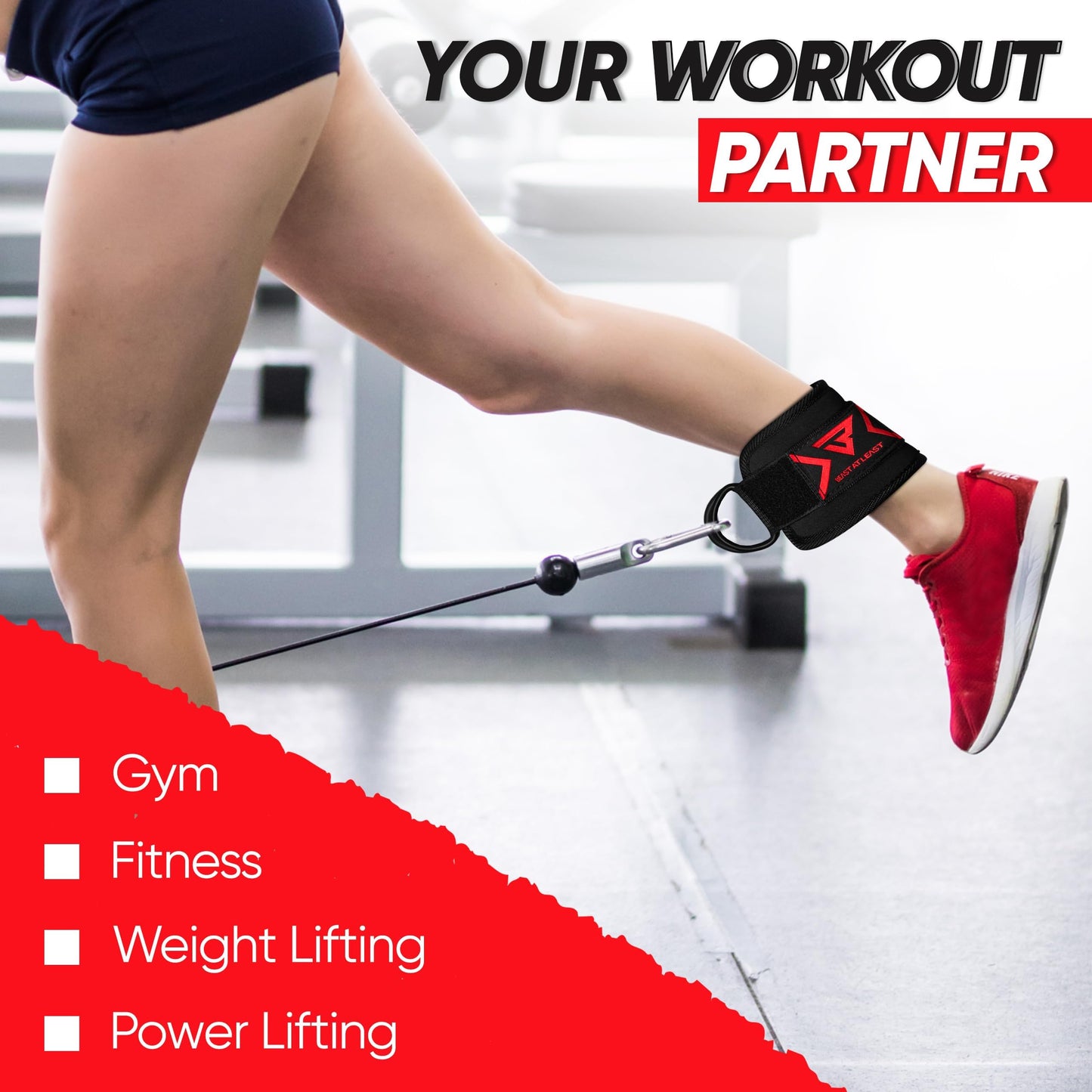 Ankle Straps for Cable Machine Attachments - Gym Ankle Cuff for Kickbacks, Glute Workouts, Leg Extensions, Curls, Booty Hip Abductors Exercise for Men and Women, Adjustable Neoprene Support (Black, Single)