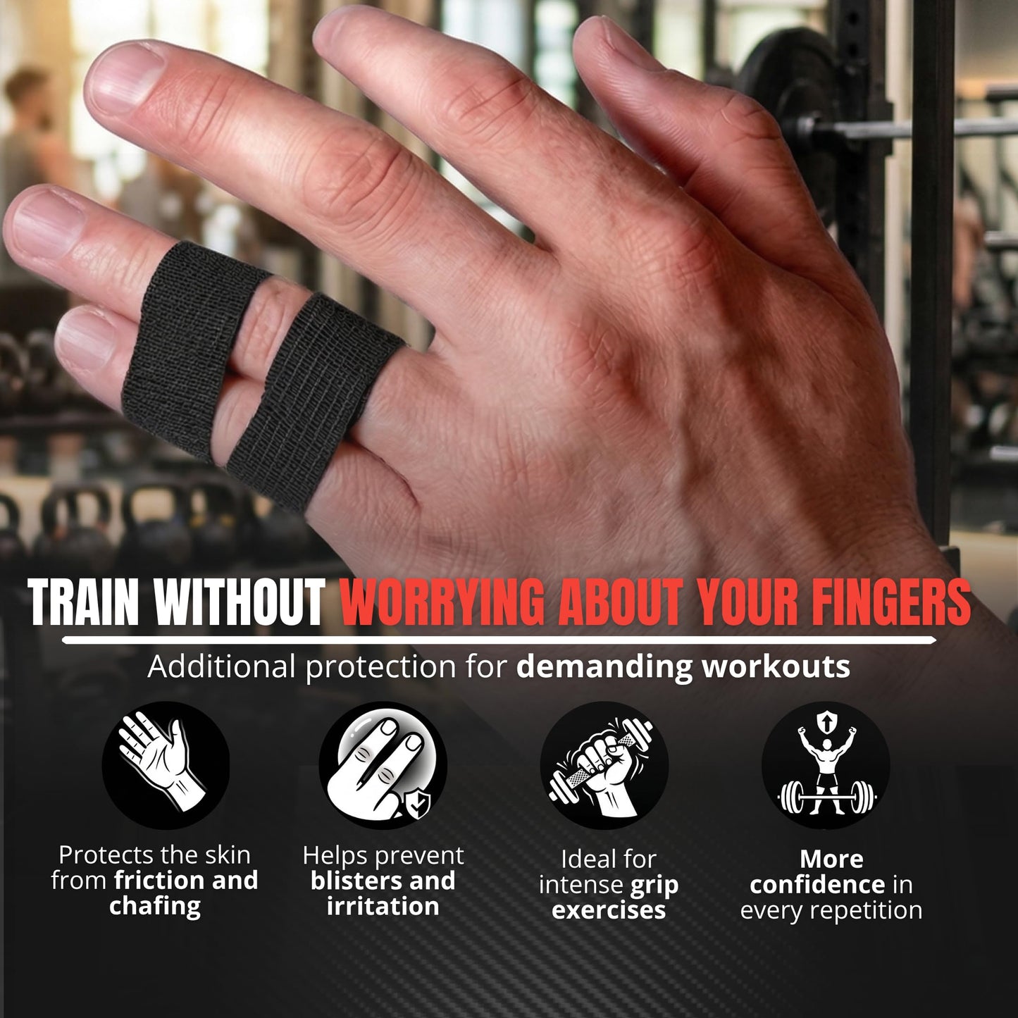 in s(h)ock Barcelona Thumb Tape 5 Rolls - Self Adhesive Athletic Tape for Thumb and Fingers - Hook Grip Tape for Cross Training, Weightlifting, Boxing, Climbing and Gym Workouts