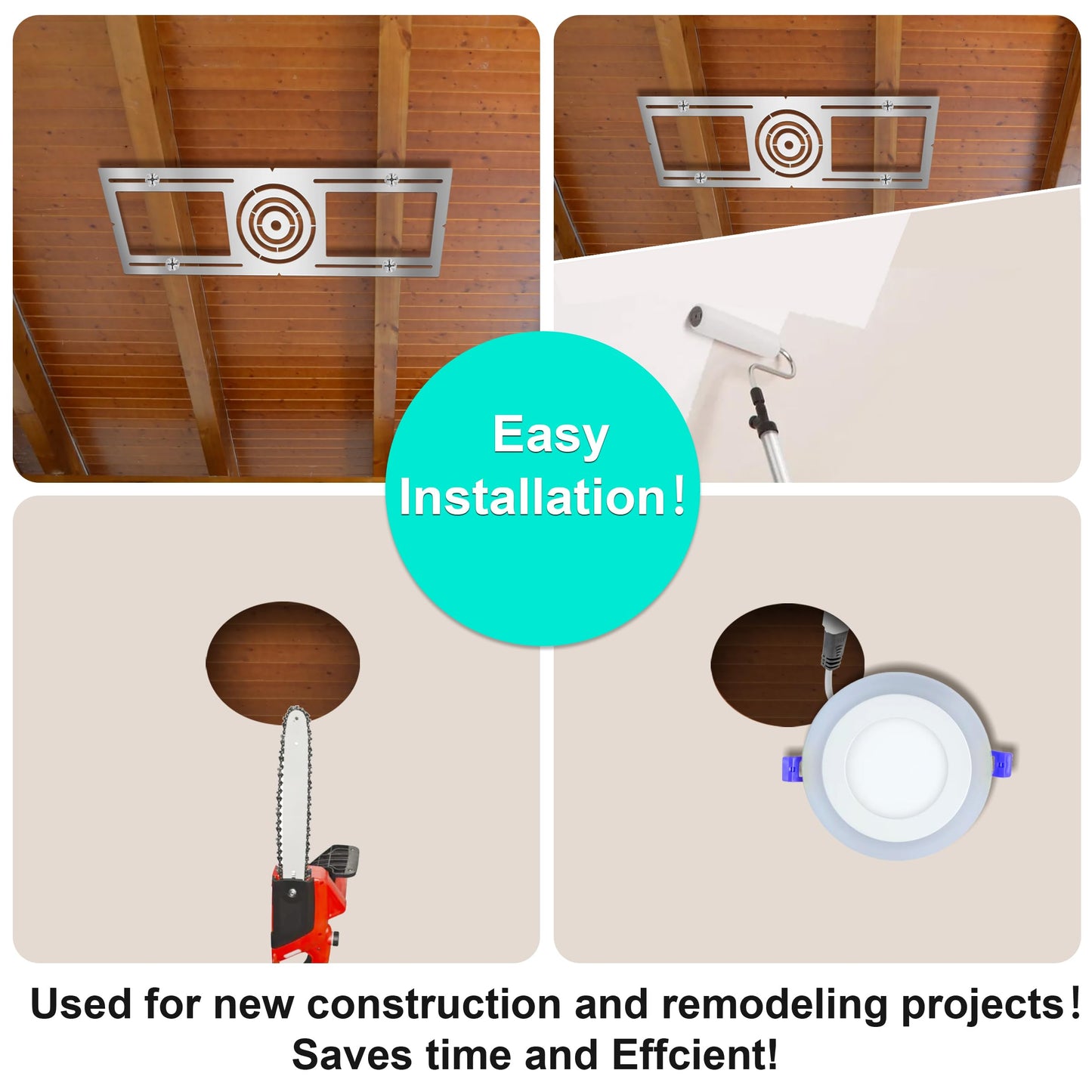 New Construction Mounting Plate, 3-4-6 Inch, LED Recessed Lighting Housing Kits for remodeling, Basement remodeling, Hanging Ceiling and LED Lighting, Shallow Recessed Lighting Housing Plate,40PC