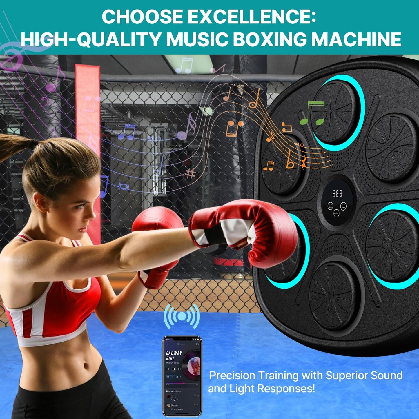 2025 Smart Music Boxing Machine for Adults and Kids: New Model Bluetooth Wall Mounted Punching Pad - Training Sport Equipment for Home Gym - Gifts for Teen Boys