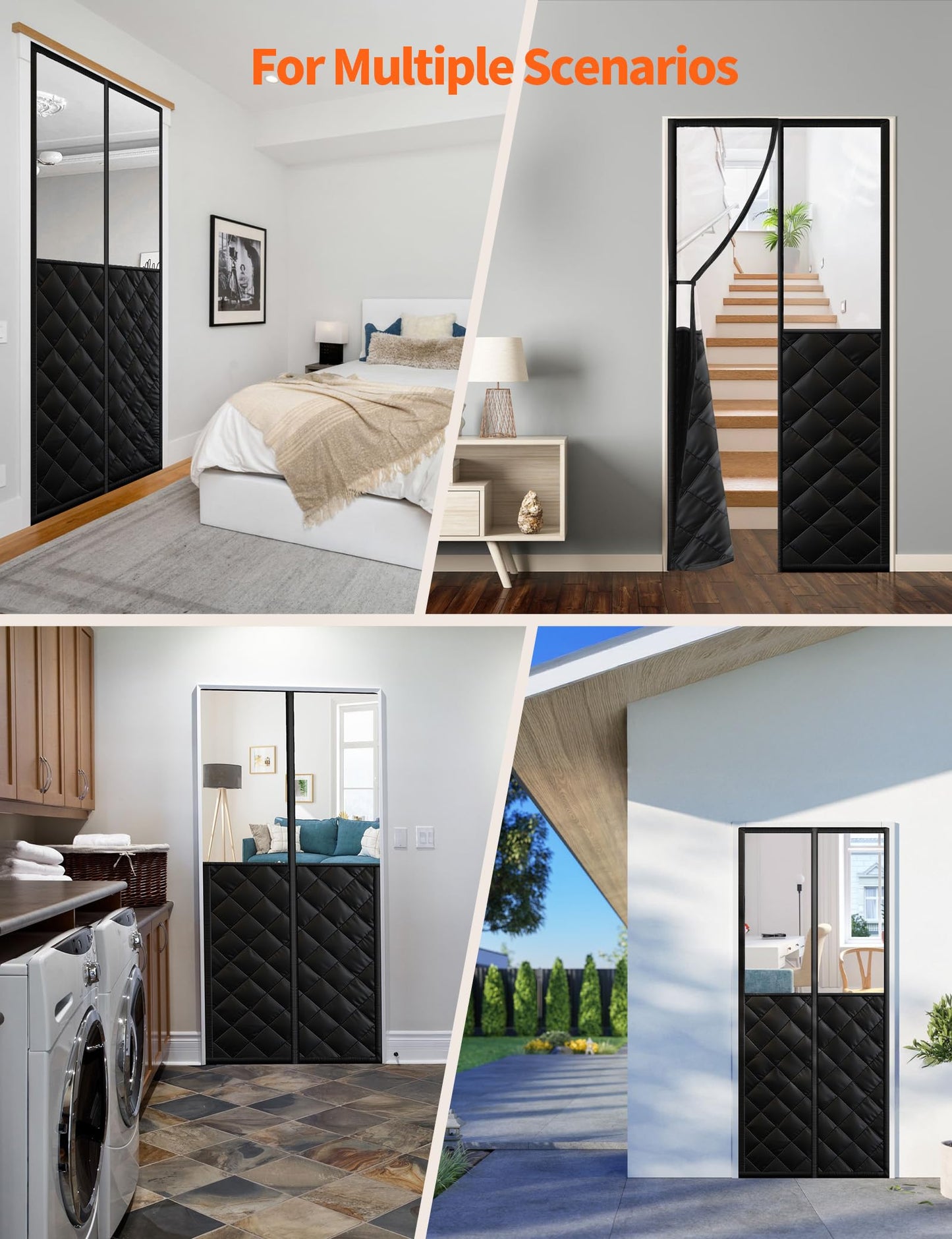Magnetic Thermal Insulated Door Curtain for 36"x 80" Doors, Insulated Door Cover with Clear Window, Hands-Free Self-Closing for Pets, Block Draft in Winter & Keep Cool in Summer