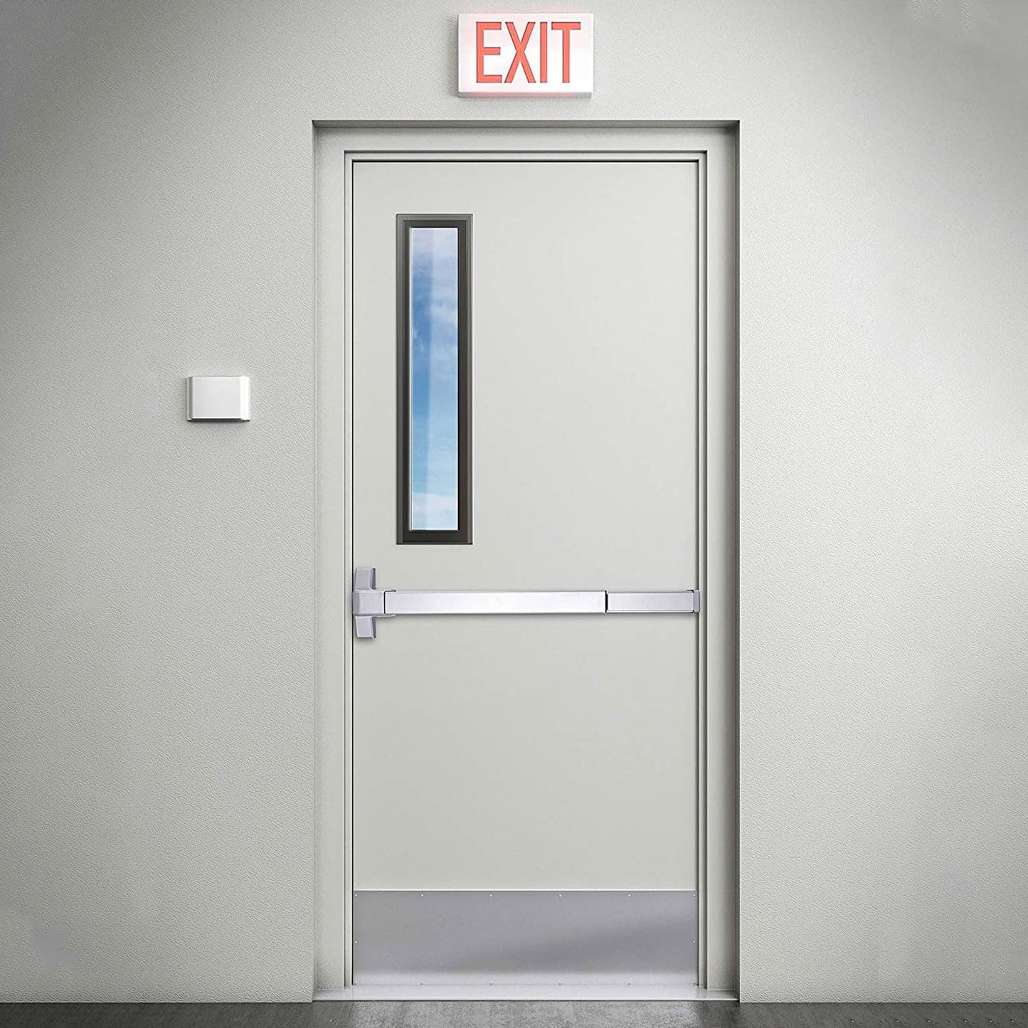 304 Stainless Steel Push Bar Panic Exit Device with Exterior Lever Handle, UL10C & ANSI Grade 1 Certified, Emergency Exit Door Hardware for Commercial Safety & Durability