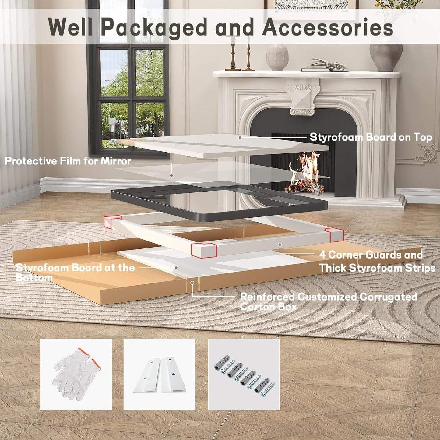 VANLIO 24x30 Inch Black Matte Framed Bathroom Mirror for Wall, Rounded Corner Rectangle Vanity Mirror, Tempered Glass, Anti-Rust, Shatterproof (Horizontal/Vertical)