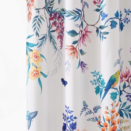 Lush Decor Fantasia Shower Curtain Single 72" W x 72" L Teal & Blue - Floral Shower Curtains - Tropical Bath Curtain - Bird Print - Modern Decor