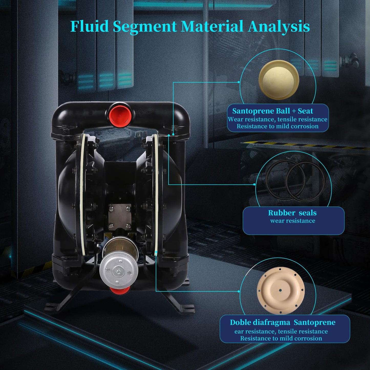 Pneumatic double diaphragm pump1-1/2 inch inlet/outlet 90 gpm Aluminium fluid delivery pump for chemical and industrial waste oil fuel up to 120 psi aluminum alloy (QBY4-40Al)
