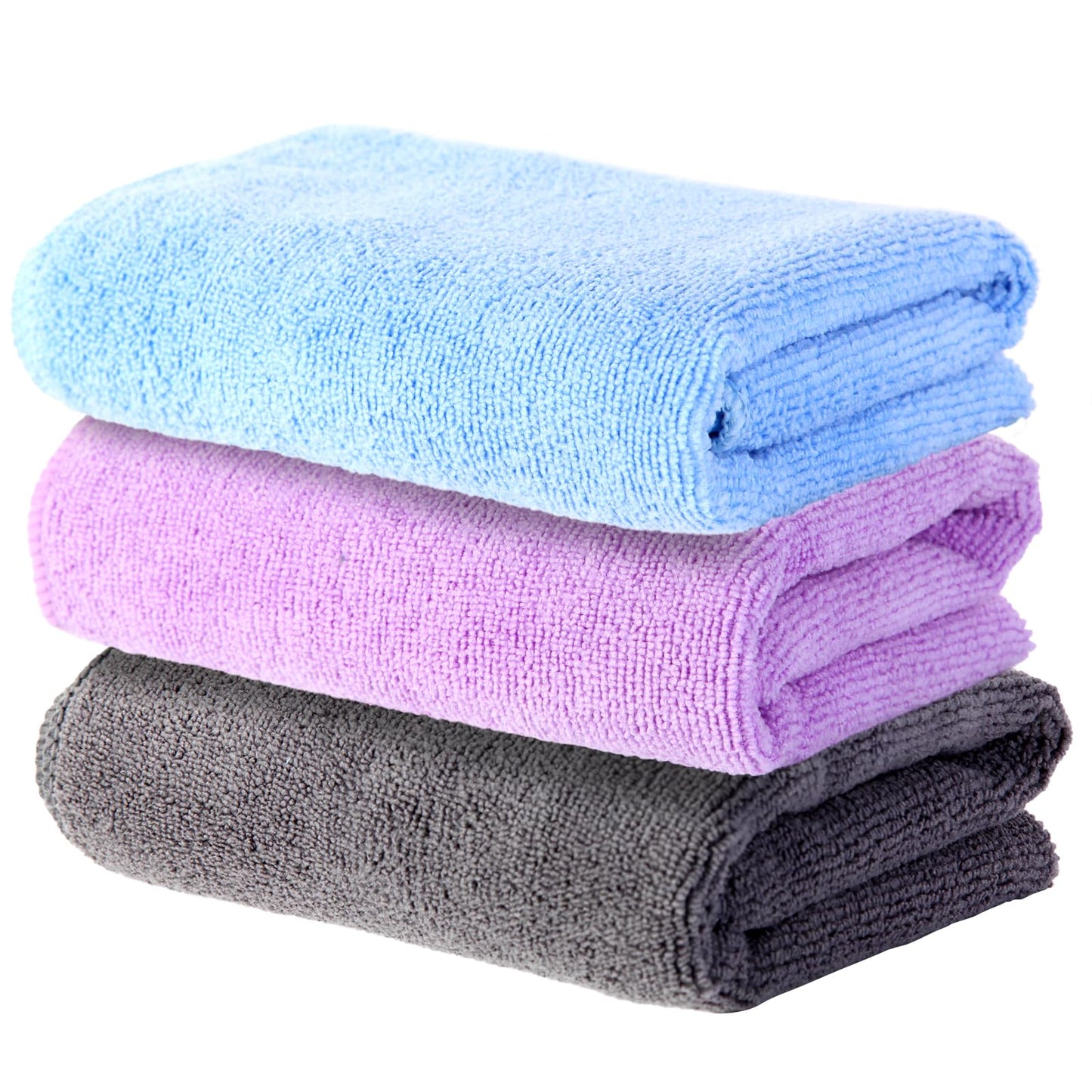 Wmiyafff Microfiber Gym Towel Set for Sports Fitness, Yoga, Workout, Soft and Quick-Drying Gym Towels for Women Men (3 Pack, Grey+Blue+Purple)