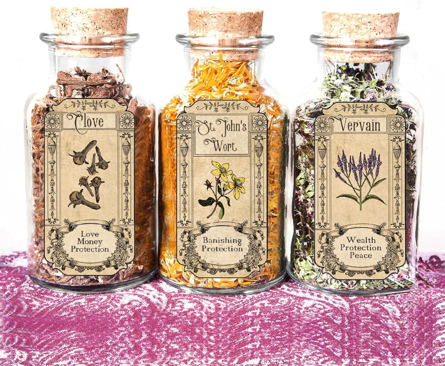 Skiennix 72Pcs Vintage Herb Stickers - Apothecary Spice Labels for Jars & Bottles