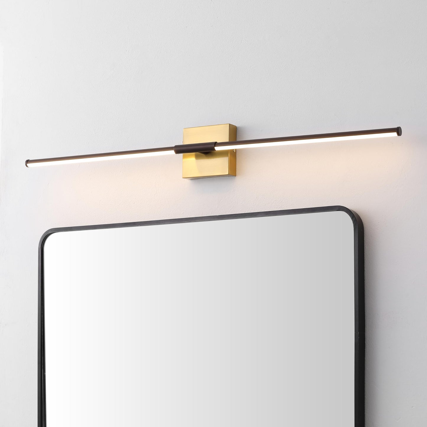 JONATHAN Y Makena Wall Sconce, 32in Dimmable LED, Metal, Oil Rubbed Bronze/Brass Gold, Model JYL7040F