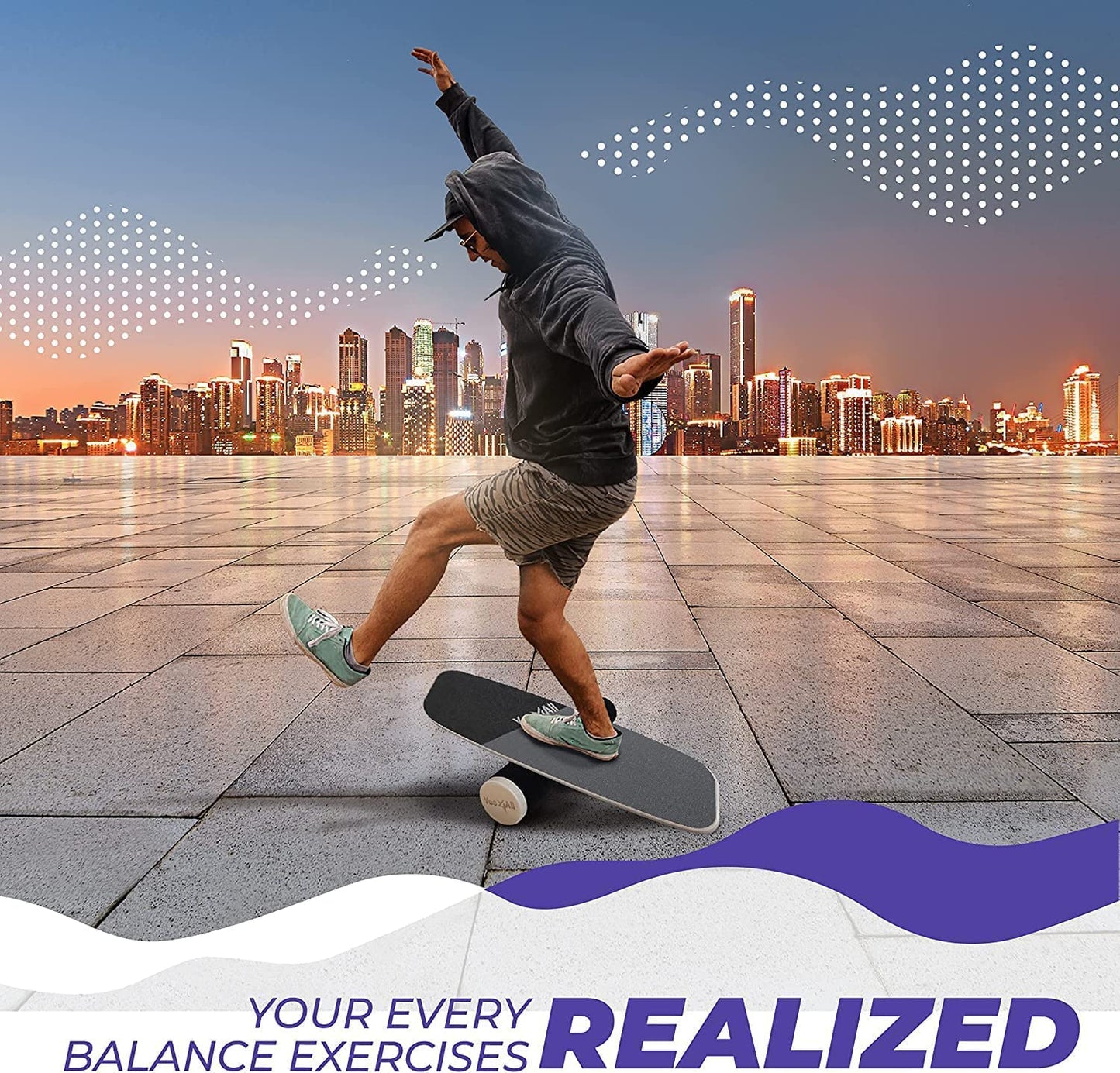 Yes4All Balance Board, Surf Balance Board Trainer For Adults With Adjustable Stoppers, Improve Balance, Agility & Core Strength