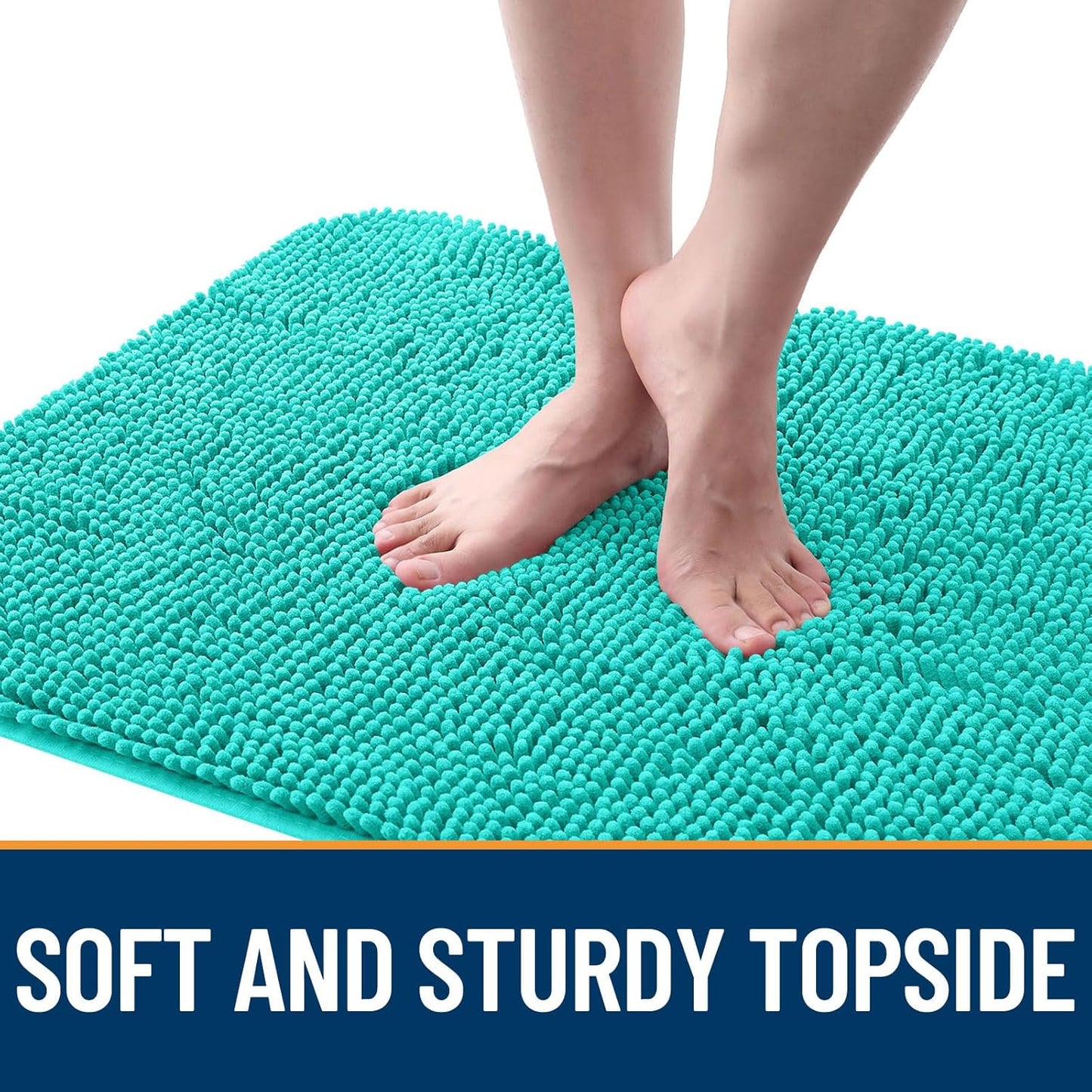 OLANLY Dog Door Mat - Absorbent Non-Slip Chenille Mat for Muddy Paws | Quick Dry 47x32 Teal Doormat