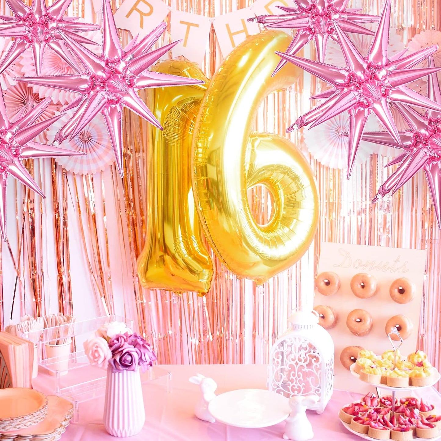 PartyWoo Pink Star Foil Balloons - 6-Piece Mylar Set for Birthday, Gender Reveal & Weddings | 22-Inch