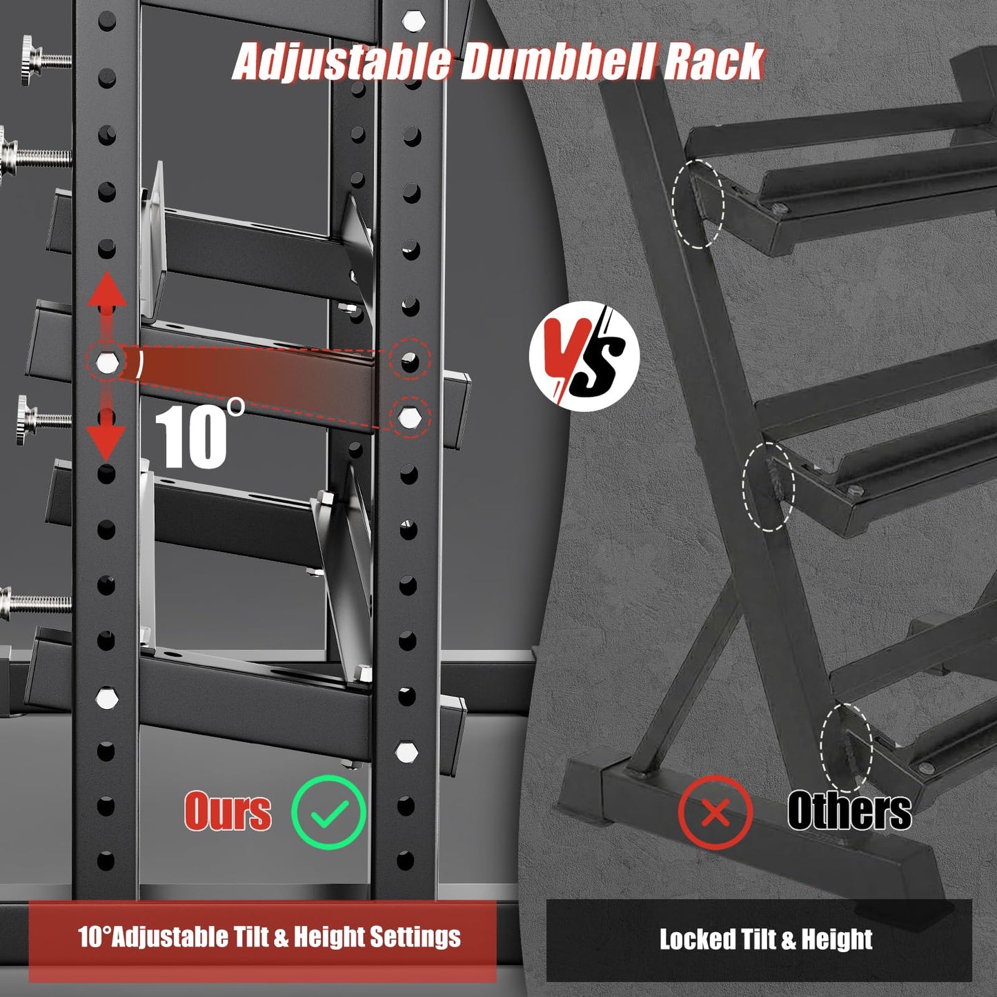 3-Tier Dumbbell Rack, 1300LB Capacity Adjustable Weight Rack for Home Gym, Heavy-Duty Weight Storage Rack for Dumbbells Kettlebells & Barbells (Rack Only)