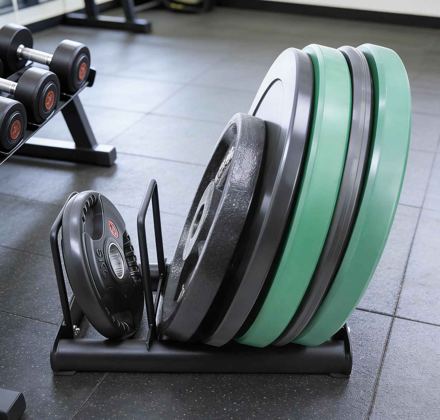 Weight Rack with Dividers 660 LBS Capacity Olympic Weight Plate Rack for Home Gym Freestanding Dumbbell Organizer with 3-Section Spacing for Thin & Thick Plates
