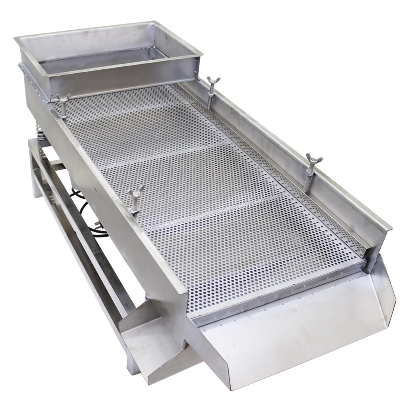 TECHTONGDA Straight Vibrating Sieve Screen Shaker Electric Linear Sifter Machine Stainless Steel One Layer Two Motor 4mm Screen Size 15.7×37.4inch 110V