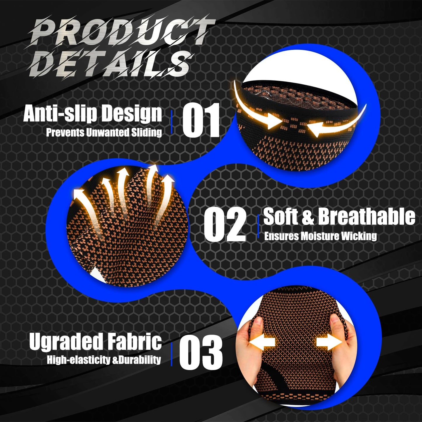 Funnysoft 4 Pairs Copper Calf Compression Sleeves for Men Women Knee Brace for Relieve Knee Pain Calf Support Brace Black Leg Compression Sock Support for Running Meniscus Tear Sports