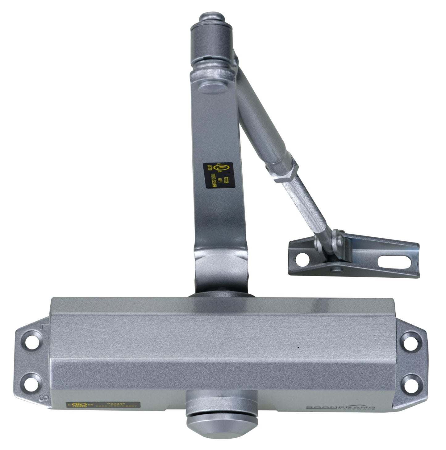 Boomerang D503 Light/Medium-Duty Designer Auto Commercial Door Closer, Multiple Mount Options, Door Closer for Light/Medium Traffic Areas, UL 3 Hour Fire Rated, Aluminum/Silver (US26D)