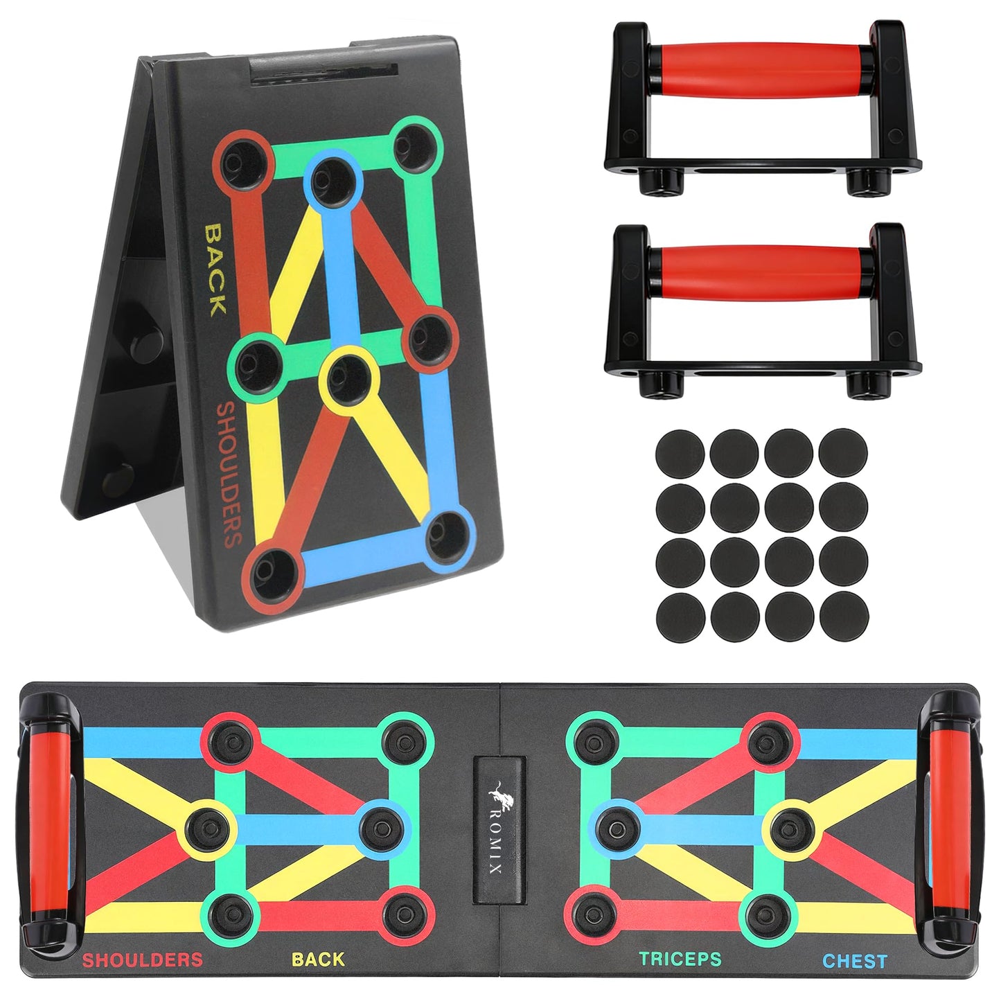 ROMIX Push Up Board for Men, Foldable Push Up Board, Multifunctional Pushup Stand, Muscle Board Rack Professional Strength Training Equipment for Man and Women at Home Gym Chest/Back/Abs Training