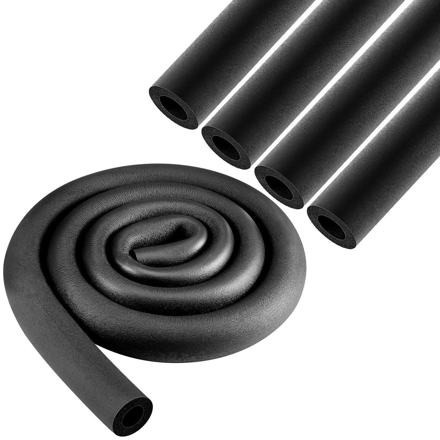 Pangda 4 Pcs 3 ft 1 Inch ID Foam Pipe Insulation Tubing, Black Pool Noodle, Black Foam Tube Cover for Ac Line Set, HVAC Insulation, Water Line Protection, Gym Handle Padding