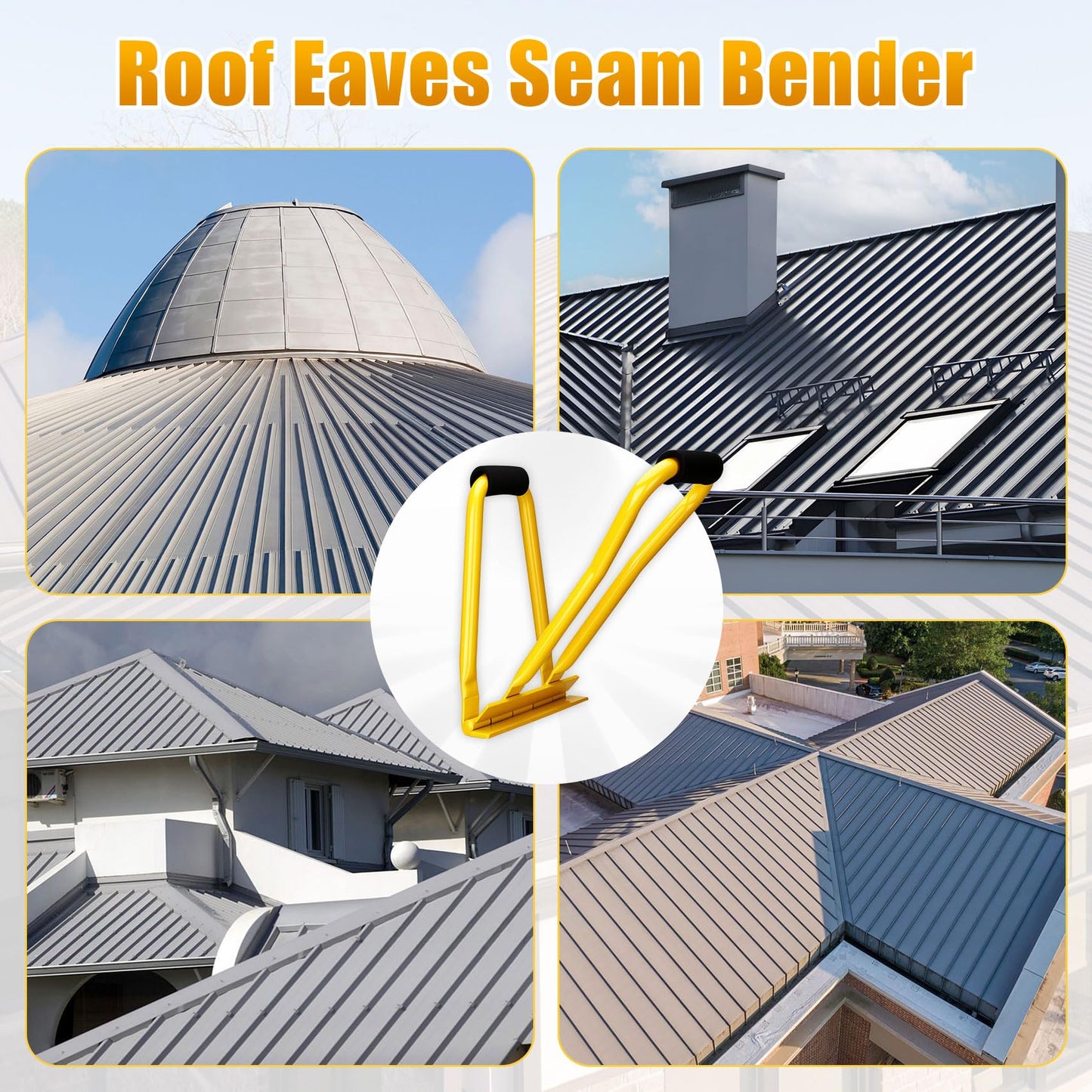 𝐔𝐩𝐠𝐫𝐚𝐝𝐞 HTSL25E2 Roof Eaves Seam Bender, Metal Roofing Drip Edge Folding Tool, EVA Non Slip Grip, Thickened Tube, Metal Eave Tool, Standing Seam Bender, Suitable for Roofer