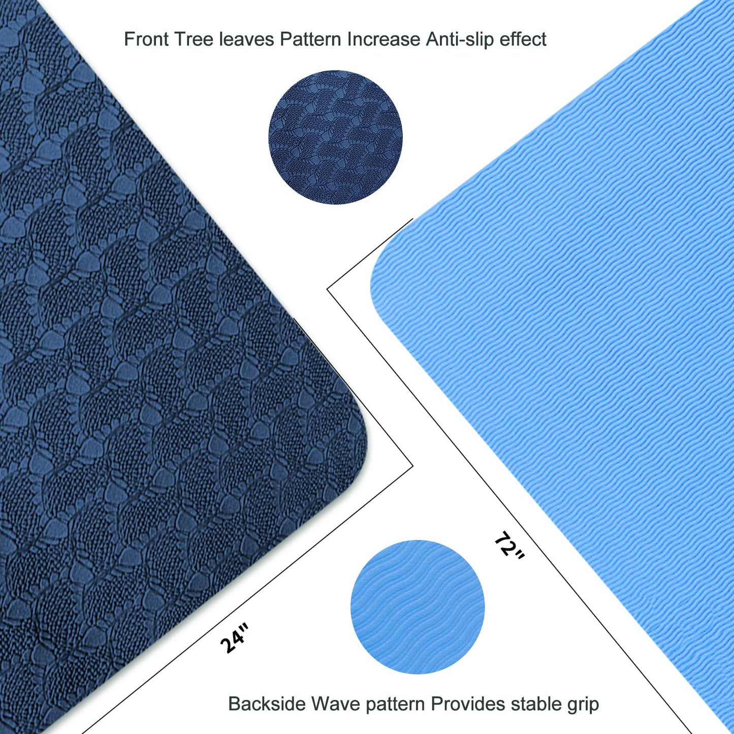 Yoga Mat 1/3 inch QMKGEC Exercise Mats 8mm TPE Non-Slip Extra Thick High-Density Eco Friendly for Yoga Workout Pilates Yoga Mats for Women Men (Blue)