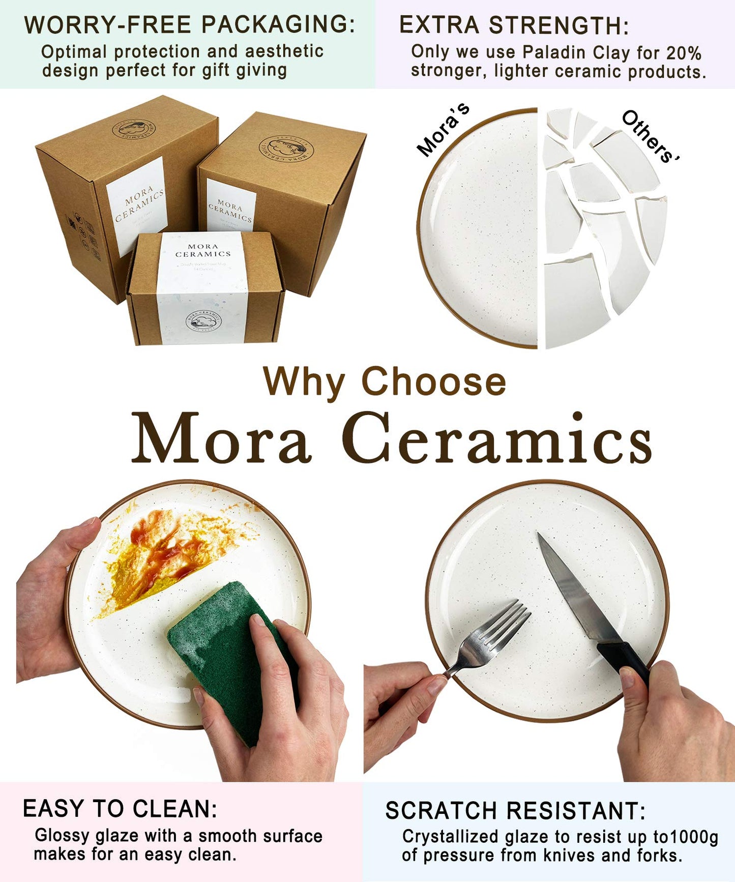 MORA Ceramic Pie Pan for Baking - 9 inch - Deep and Fluted Pie Dish for Old Fashion Apple Pie, Quiche, Pot Pies, Tart, etc - Modern Farmhouse Style Porcelain Ceramic Pie Plate - Vanilla White