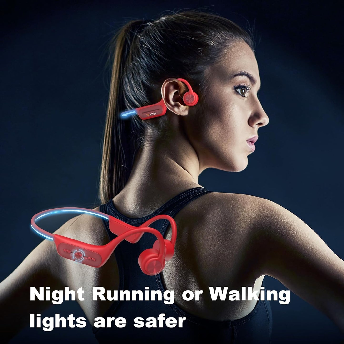 Swimming 32GB MP3,IP68 Swimming,Running,Cycling,Gym Wantek Bone Conduction Headphones,Bluetooth Headphones