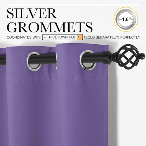 NICETOWN Blackout Curtains - Lilac Purple, 108" Long x 55" Wide, 2 Pieces | Sound Reducing & Energy Efficient Panels for Home Decor