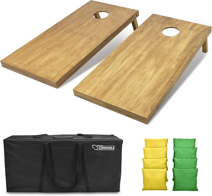 GoSports 4 ft x 2 ft Regulation Size Wooden Cornhole Boards Set - Includes Carrying Case - Full Regulation Size Bean Bag Toss Boards