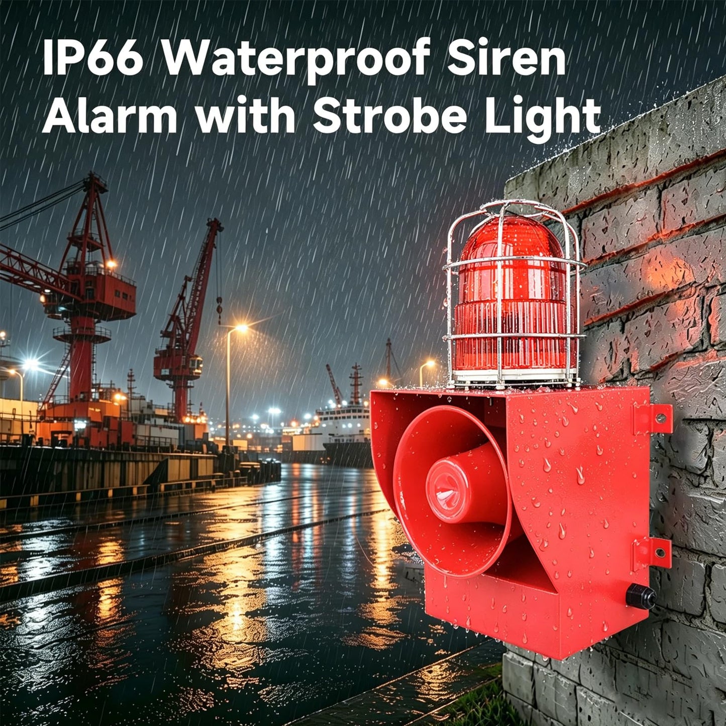 Y DIANS S Alarm Siren IP66 Waterproof Outdoor 130dB Horn 45W Security Sirens for Ports, Docks, Factories, Schools, Homes AC 110V-120V SLA-05G