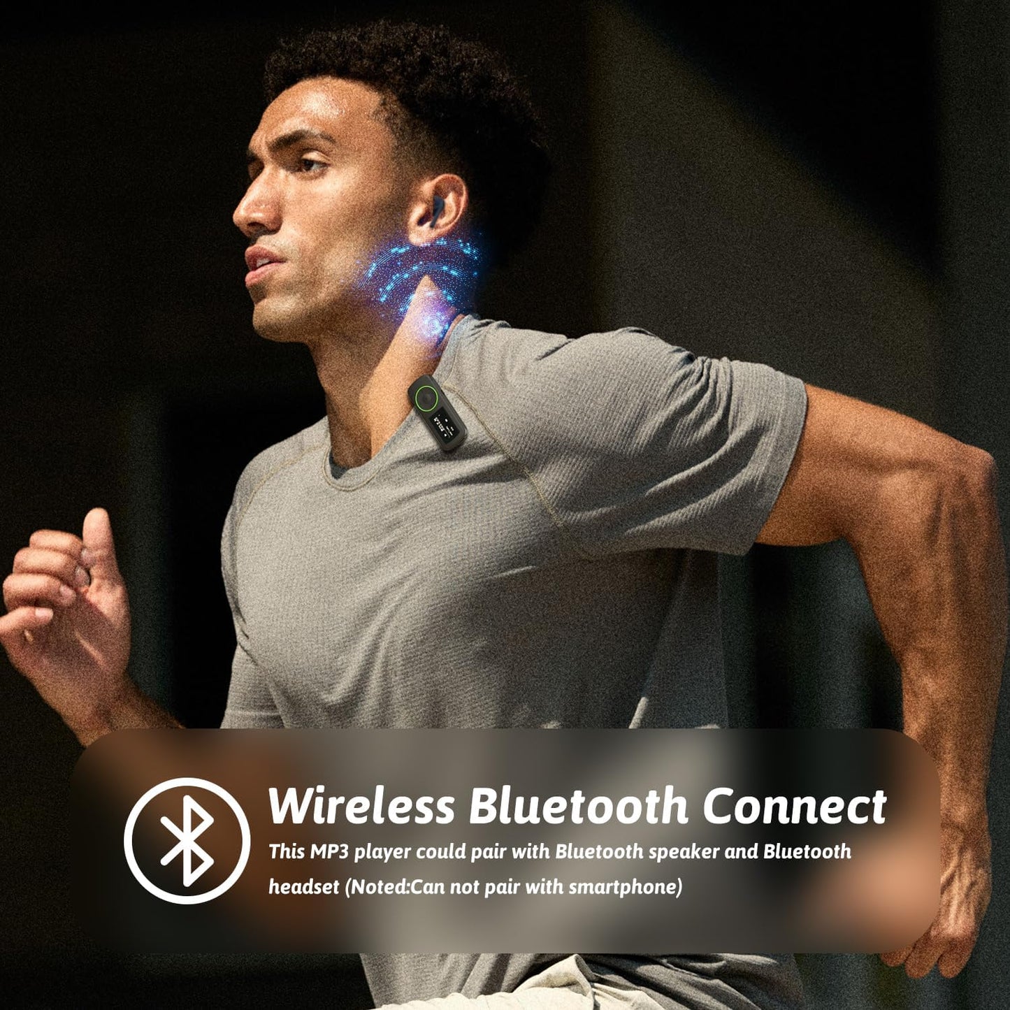 wiwoo 64GB MP3 MP3 Sport Clip on Player with Bluetooth- Superlight Mini Player with Clip and Recorder(No FM), MicroSD