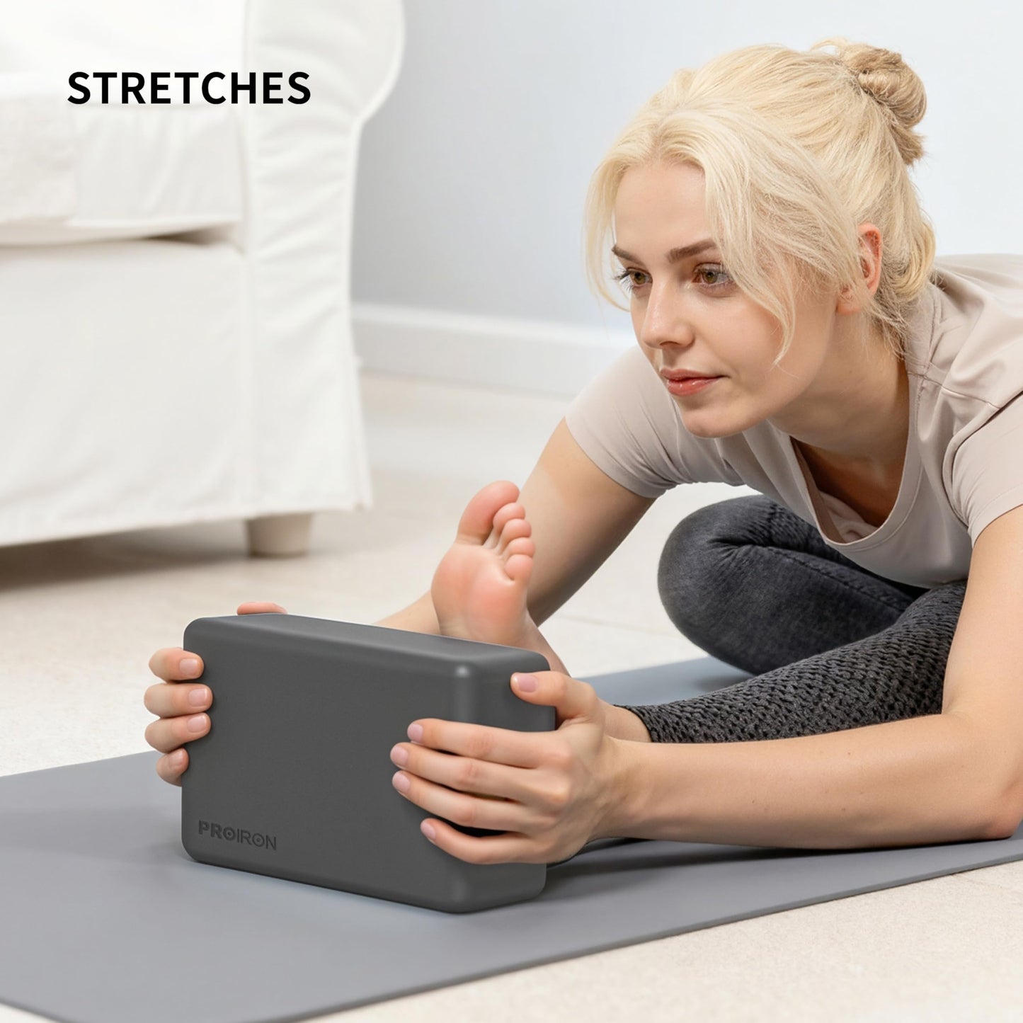 PROIRON Yoga Blocks, 2 Pack Supportive High Density Premium Eva Foam, Soft Non-Slip Surface with Curved Edges Stretch Blocks for Yoga, Pilates, Stretching