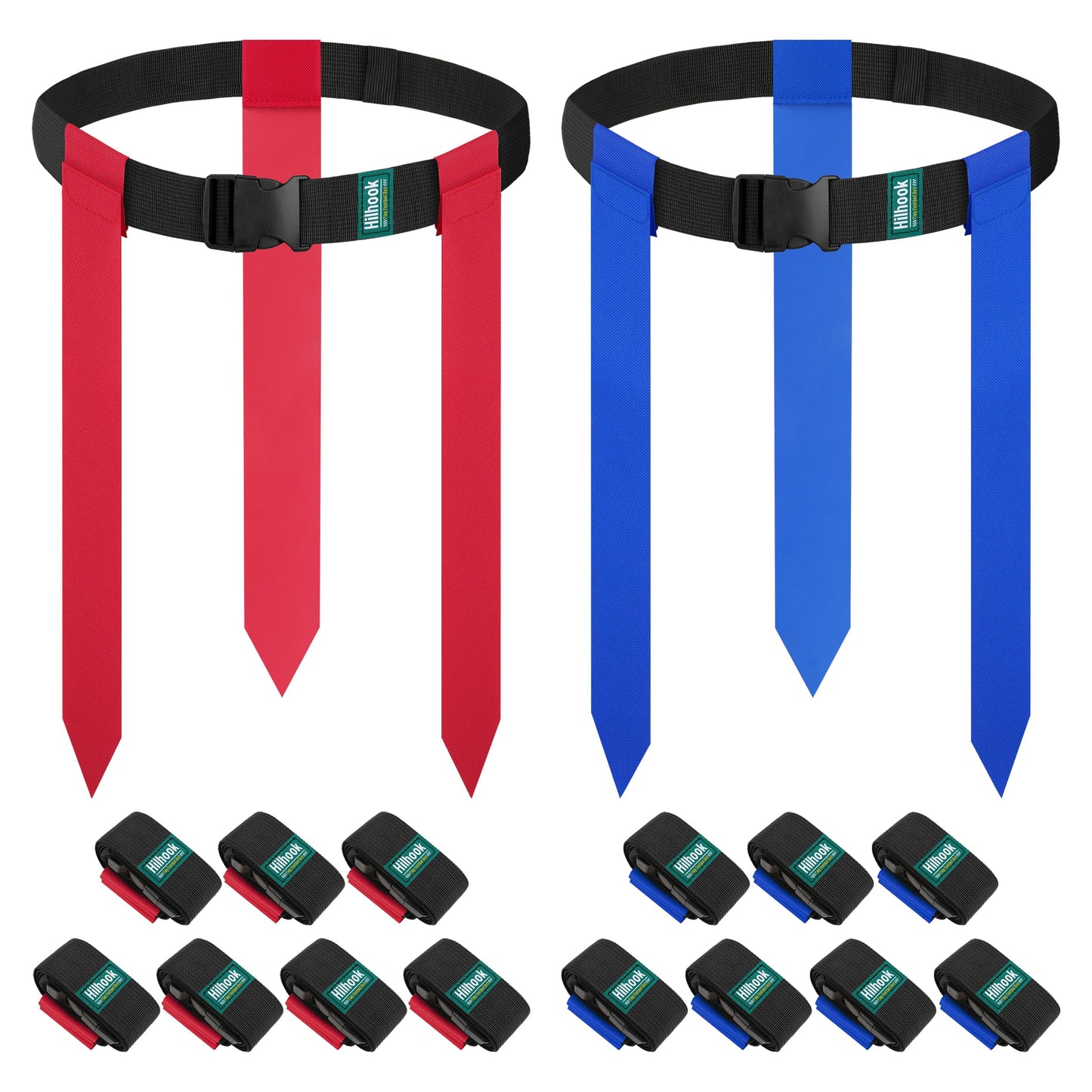 Hilhook Flag Football Belts, 14 Player Flag Football Set with 42 Flags for Kids Youth and Adults Training Equipment