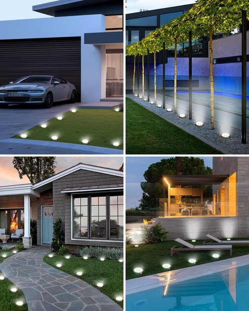 Btfarm 16 Pack Solar Ground Lights - IP65 Waterproof LED Disc Lights for Garden Pathway | Cool White
