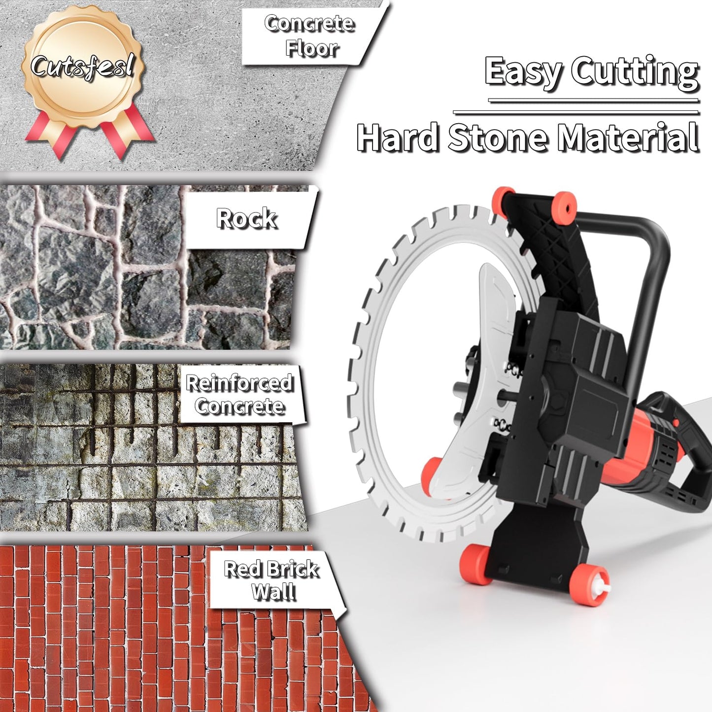 Ring Concrete Cutter Saw, Concrete Saw 20 Inch, 110V Pure Copper Motor with an Intelligent Water Pump for Reinforced Concrete, Ceramic Tiles, Red Brick Walls(110V,Depth of Cut 11.81inch)