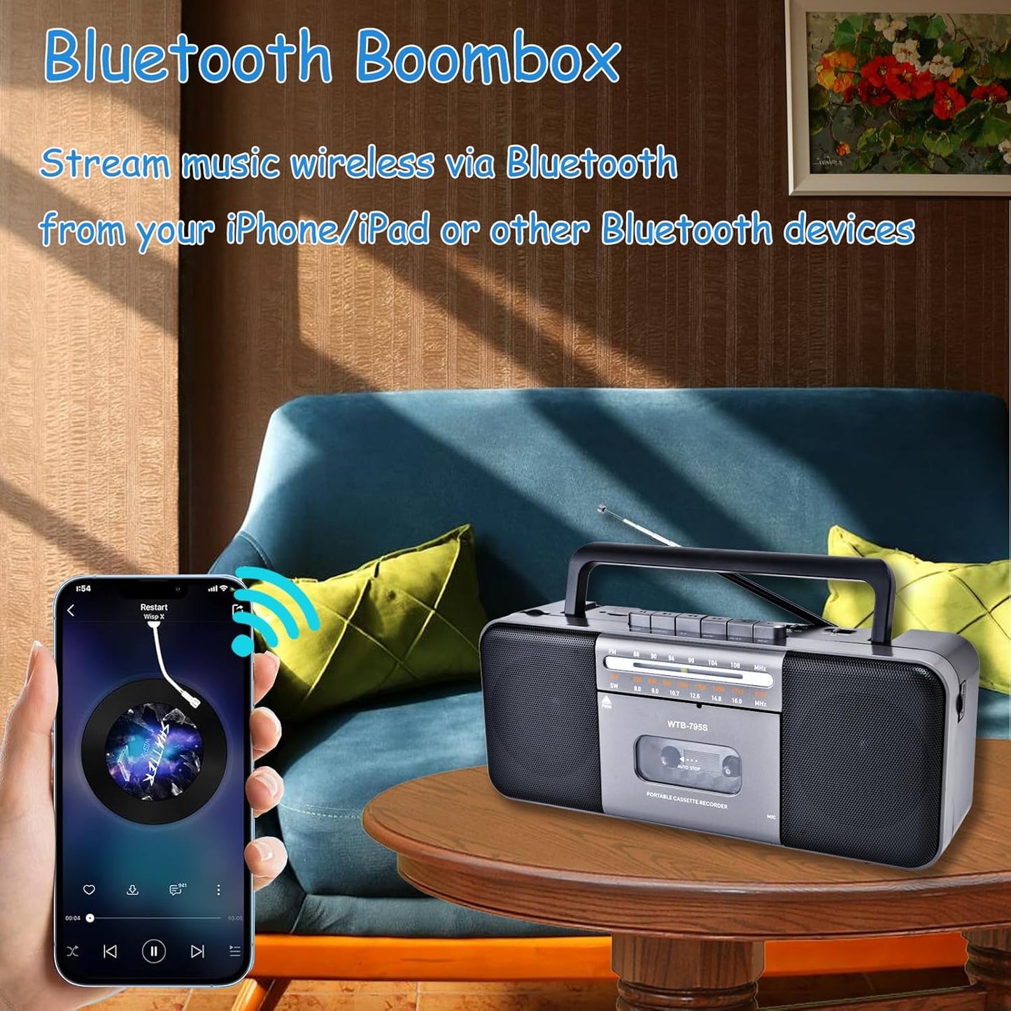 WIITHINK Cassette 10W Cassette/U MP3 Portable Tape Player Recorder,AM/FM/SW Radio with Bluetooth,USB/SD, Big